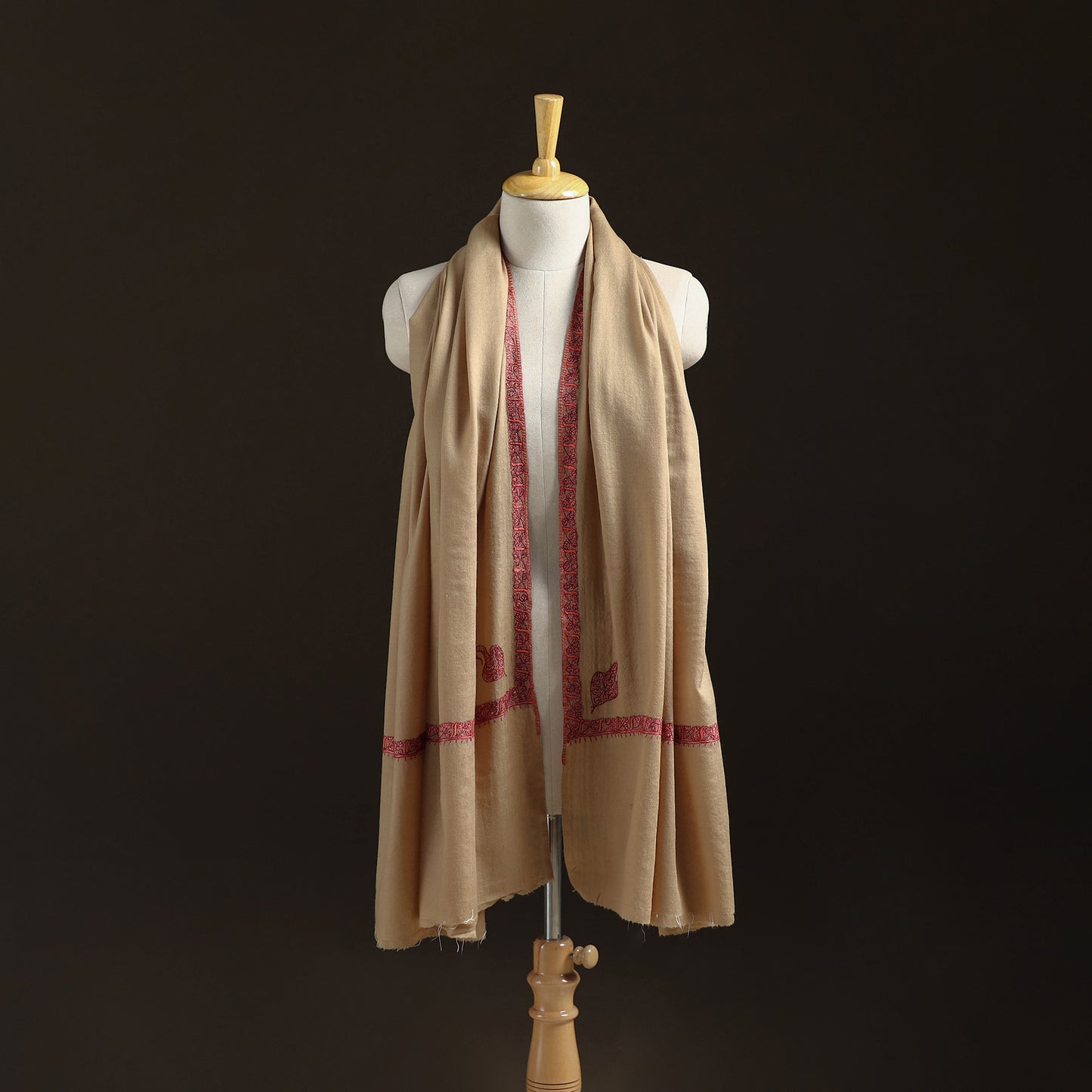 Kashmiri Sozni Hand Embroidered Pure Handwoven Merino Wool Shawl 09
