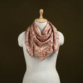 Beige - Kalamkari Hand Block Print Natural Dyed Chanderi Silk Scarf  84