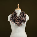 Black - Kalamkari Hand Block Print Natural Dyed Chanderi Silk Scarf  85