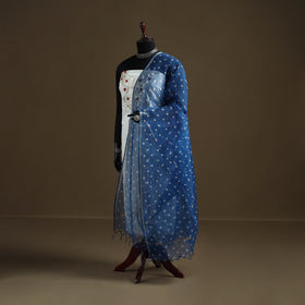 Blue - Bandhani Tie-Dye Kota Doria Cotton Dupatta 07