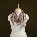 Beige - Kalamkari Hand Block Print Natural Dyed Chanderi Silk Scarf  87