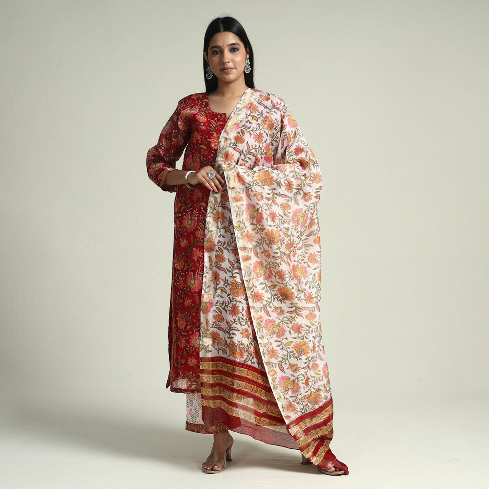 Sanganeri Kurta with Palazzo & Dupatta Set
