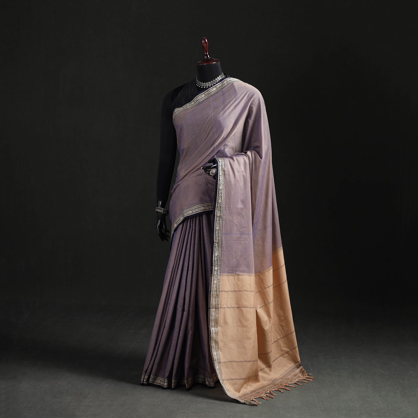 Dharwad Woven Mercerised Cotton Saree with Border 04