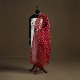 Red - Bandhani Tie-Dye Kota Doria Cotton Dupatta 08