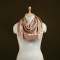 Beige - Kalamkari Hand Block Print Natural Dyed Chanderi Silk Scarf  89