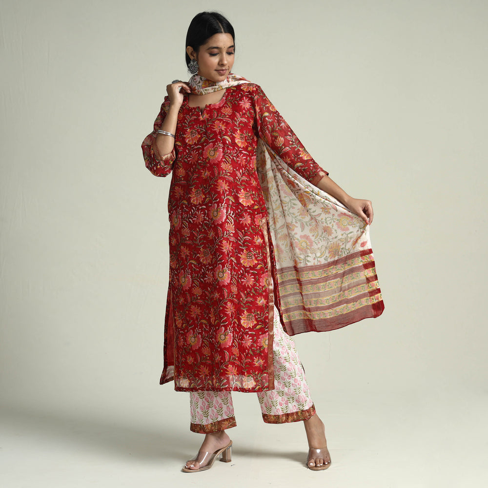 Sanganeri Kurta with Palazzo & Dupatta Set
