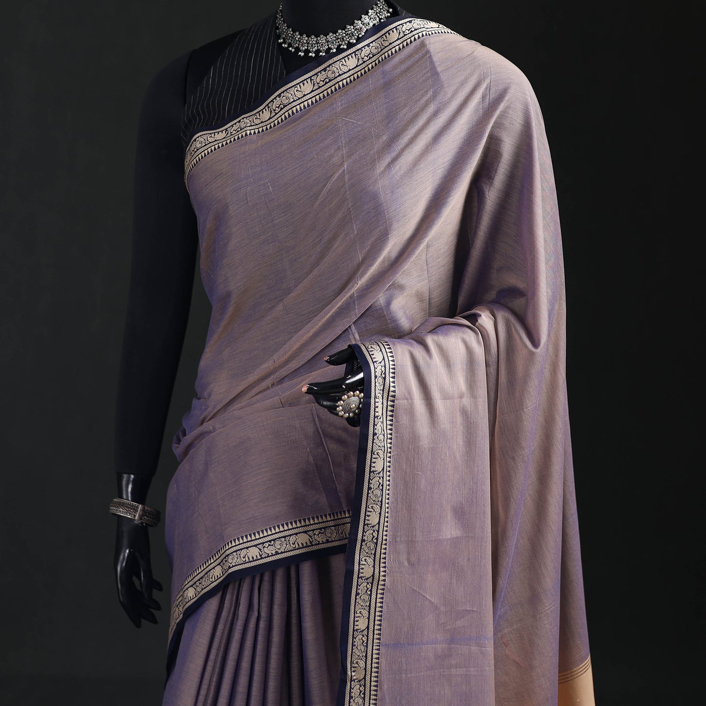 Dharwad Woven Mercerised Cotton Saree with Border 04