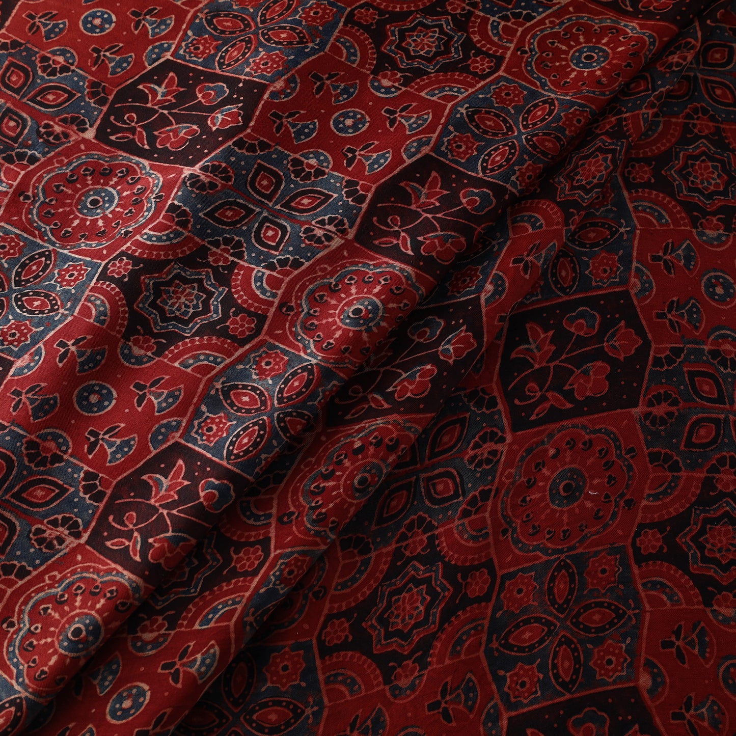 Red - Modal Silk Ajrakh Print Fabric 16