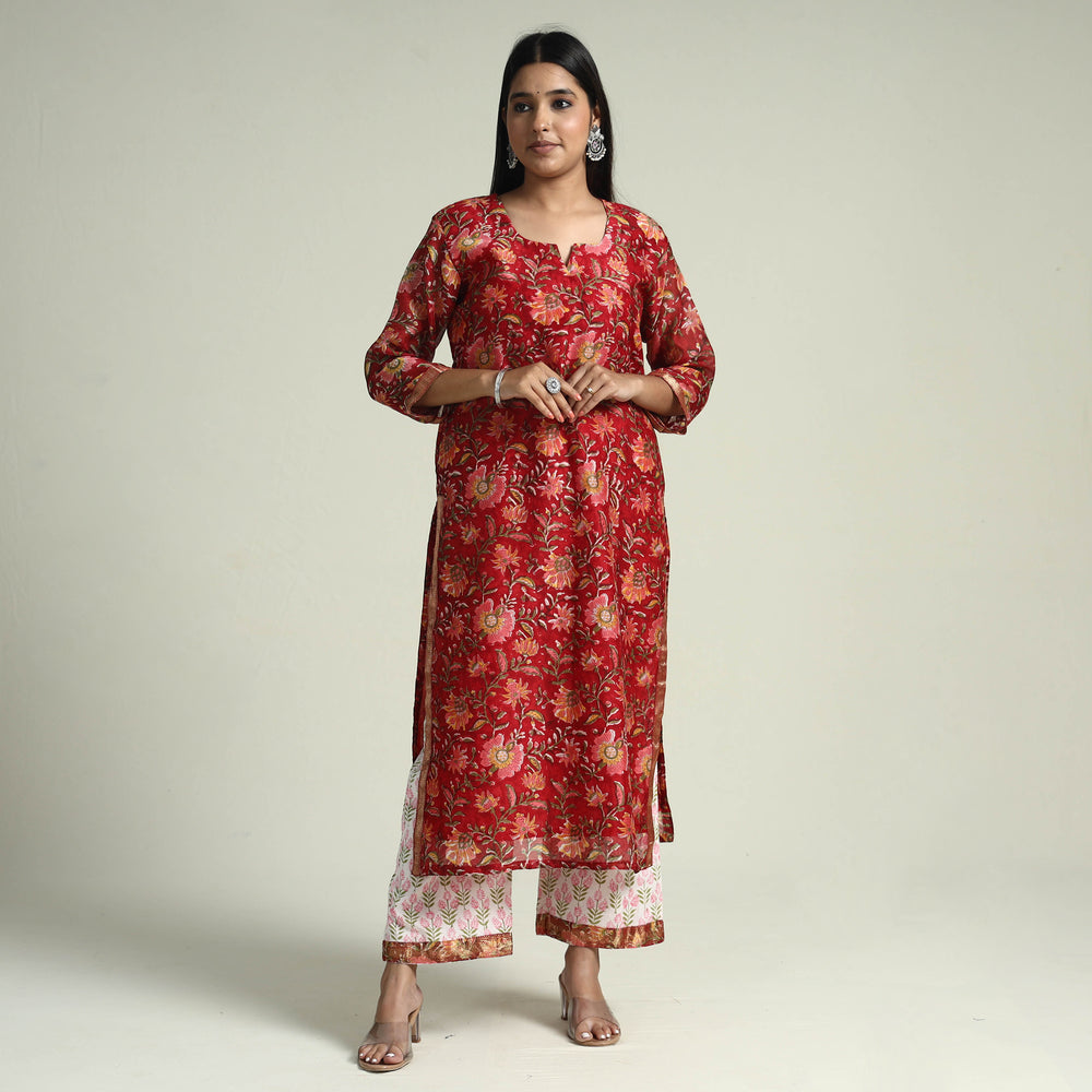 Sanganeri Kurta with Palazzo & Dupatta Set
