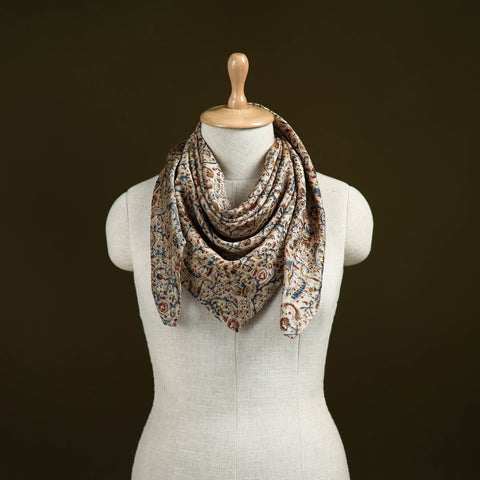 Kalamkari Hand Block Print Natural Dyed Chanderi Silk Scarf  92