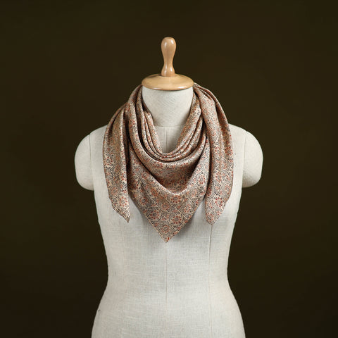 Kalamkari Hand Block Print Natural Dyed Chanderi Silk Scarf  93