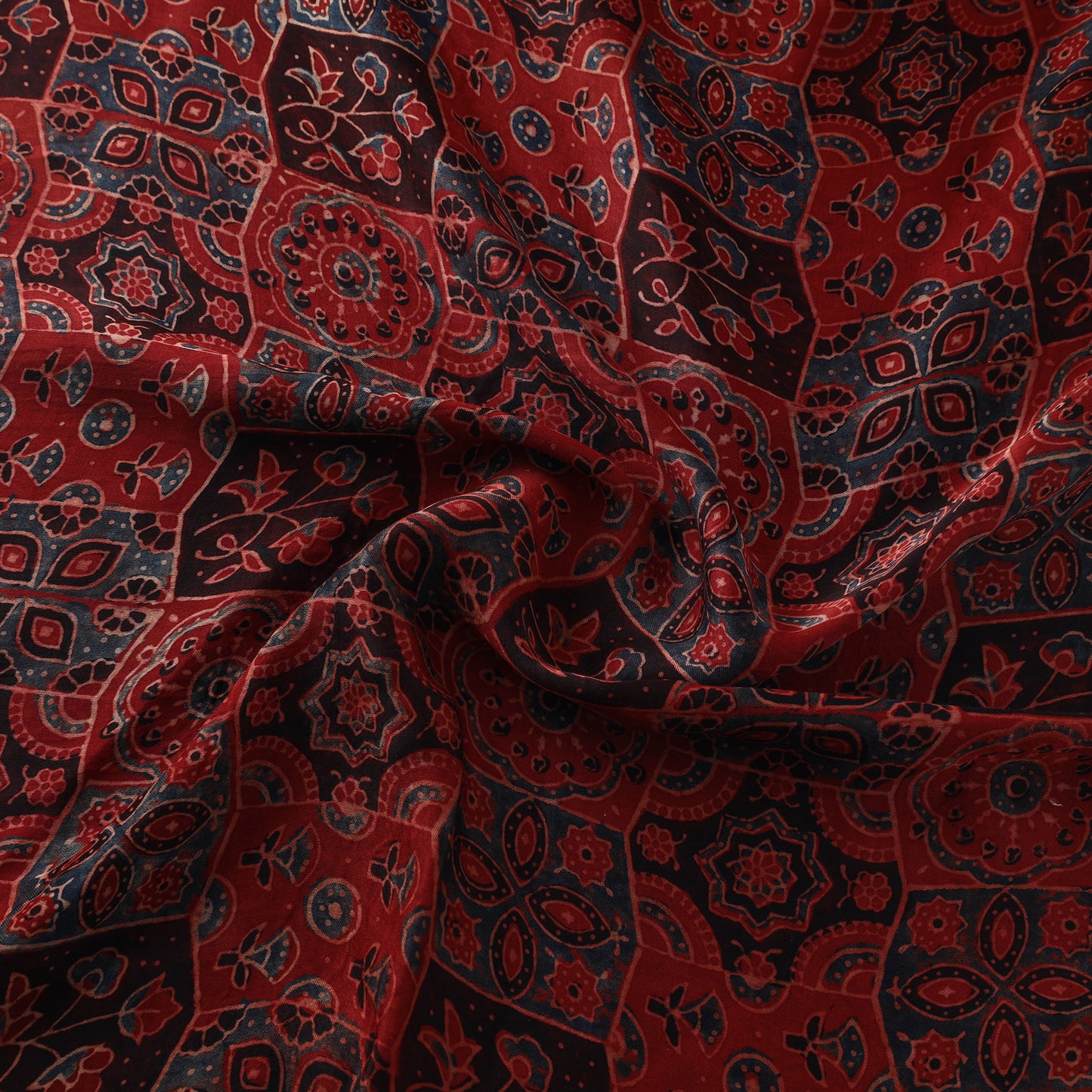 Red - Modal Silk Ajrakh Print Fabric 16