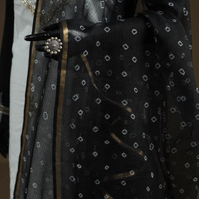 Black - Bandhani Tie-Dye Kota Doria Cotton Dupatta 09
