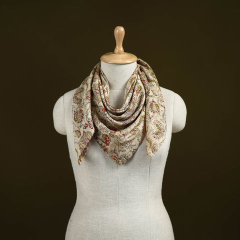 Kalamkari Hand Block Print Natural Dyed Chanderi Silk Scarf  94