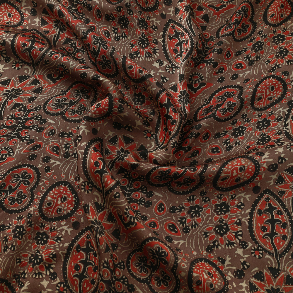 Brown - Modal Silk Ajrakh Print Fabric 17