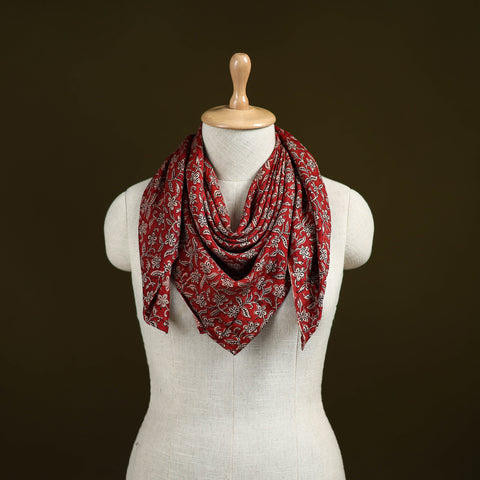 Red - Bagh Hand Block Print Modal Silk Scarf 95