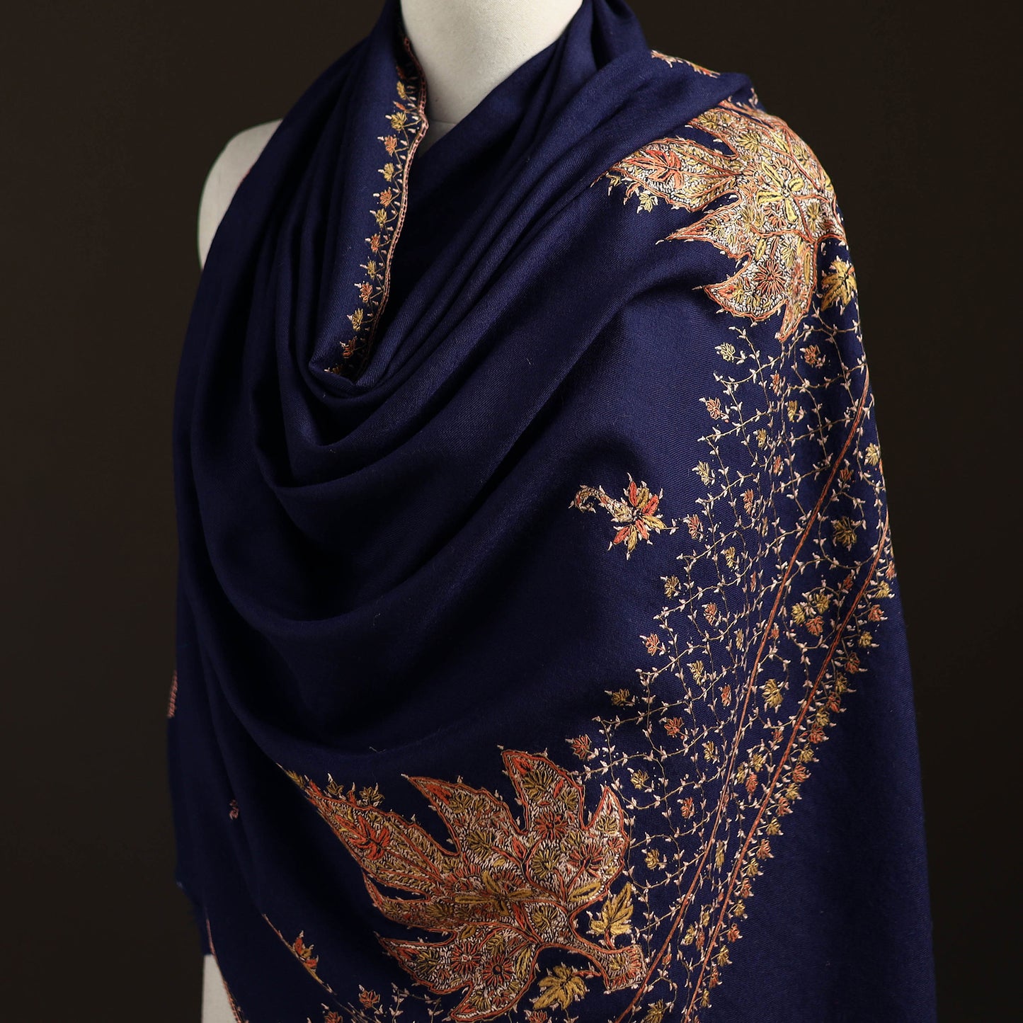Kashmiri Sozni Hand Embroidered Pure Handwoven Merino Wool Shawl 12