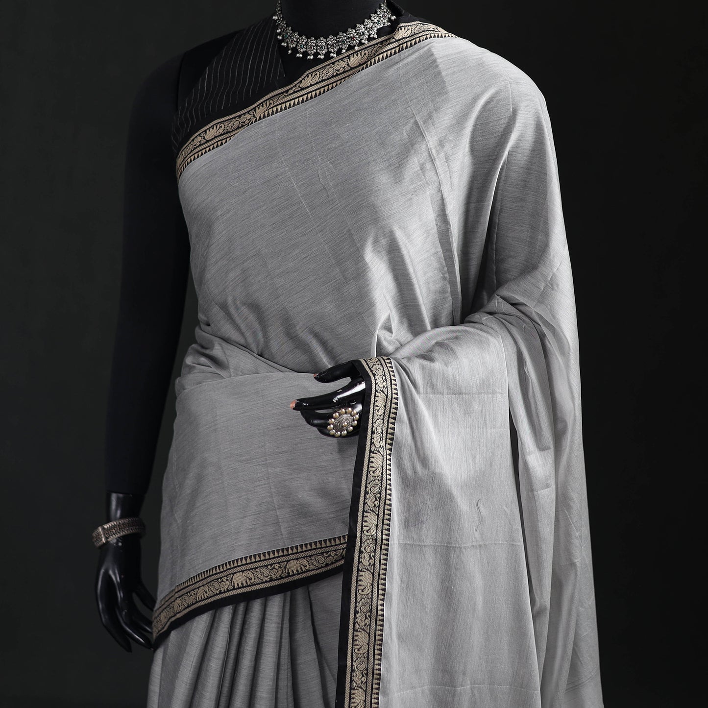 Dharwad Woven Mercerised Cotton Saree with Border 06