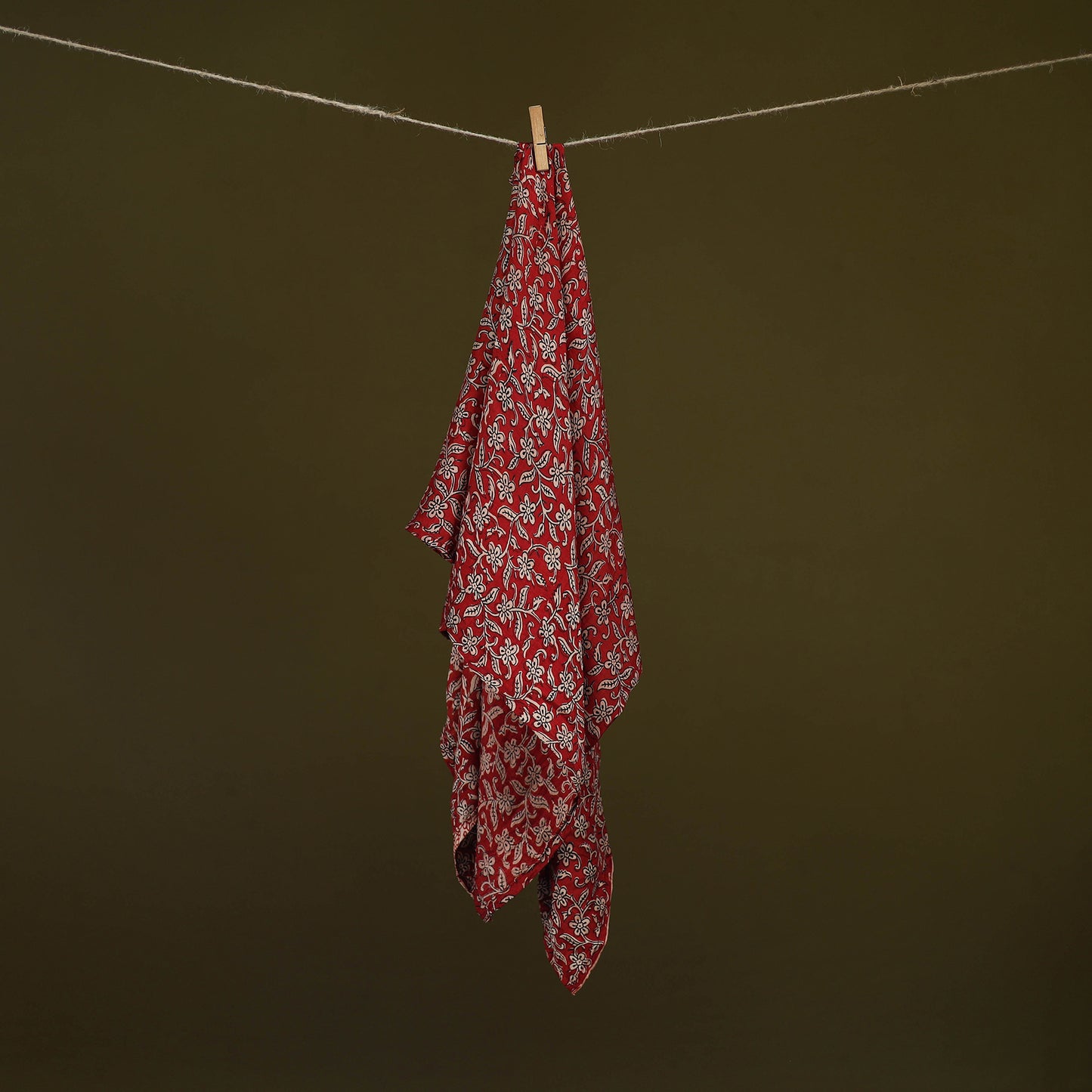 Red - Bagh Hand Block Print Modal Silk Scarf 95