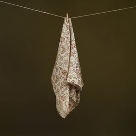Beige - Kalamkari Hand Block Print Natural Dyed Chanderi Silk Scarf  94