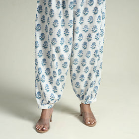 Peach - Sanganeri Block Printed Maheshwari Silk Kurta with Palazzo & Dupatta Set