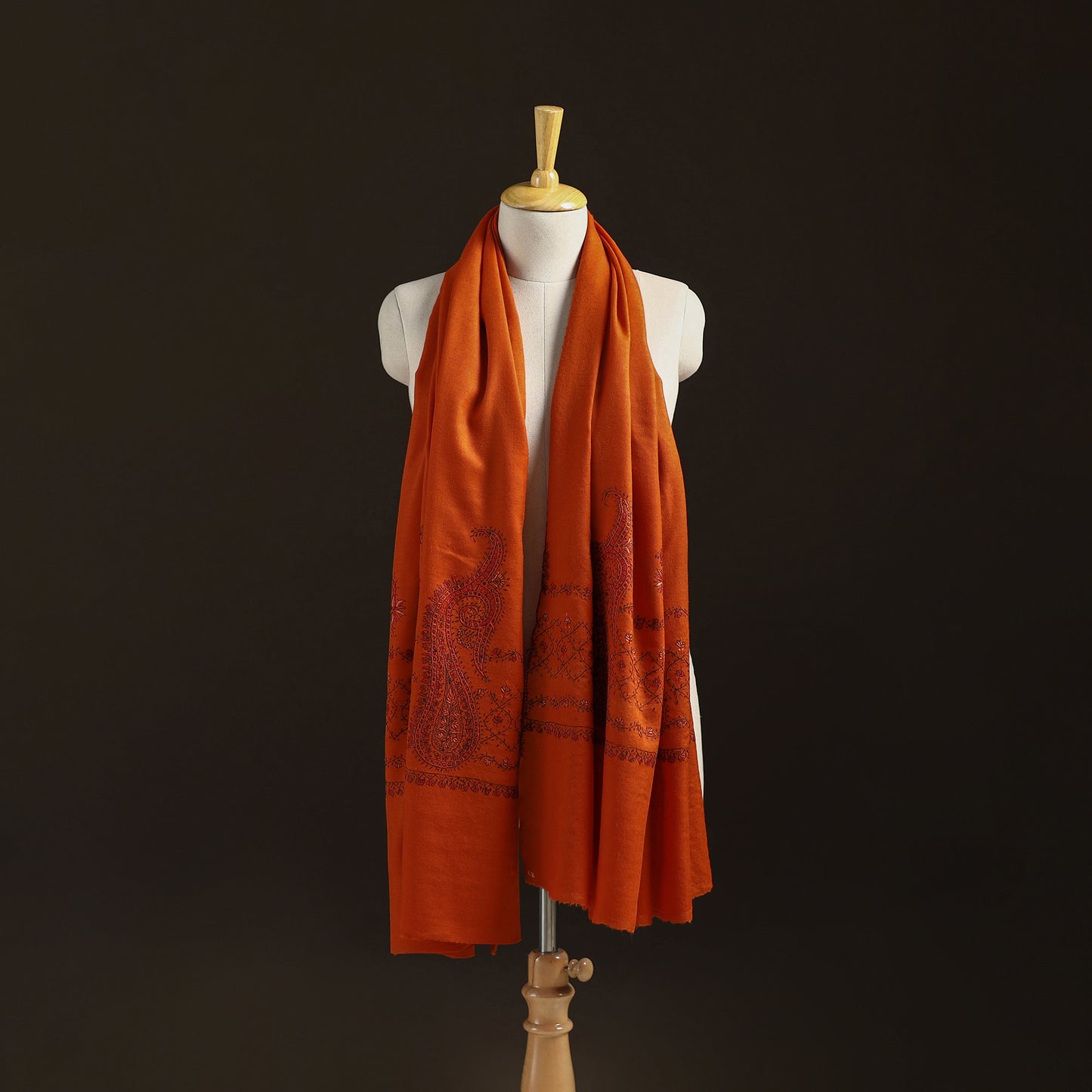 Kashmiri Sozni Hand Embroidered Pure Handwoven Merino Wool Shawl 13
