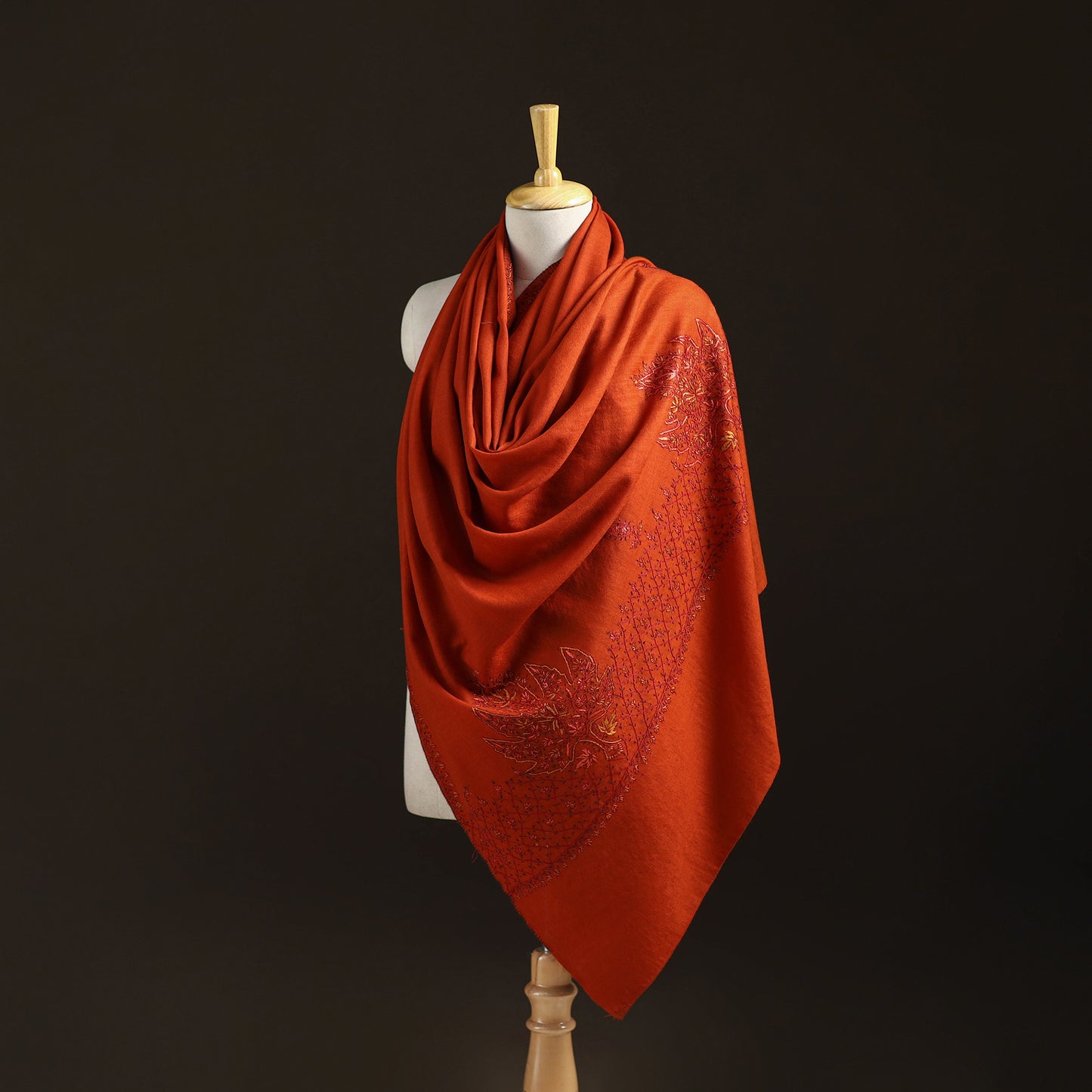 Kashmiri Sozni Hand Embroidered Pure Handwoven Merino Wool Shawl 14