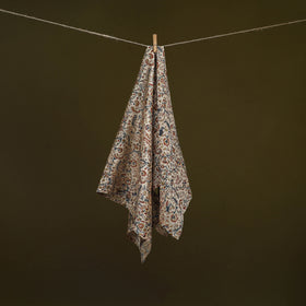 Beige - Kalamkari Hand Block Print Natural Dyed Chanderi Silk Scarf  92