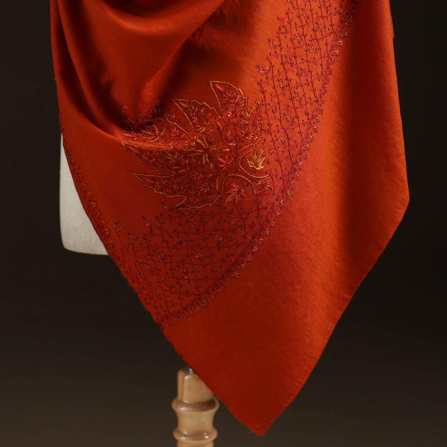 Kashmiri Sozni Hand Embroidered Pure Handwoven Merino Wool Shawl 14