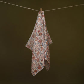 Beige - Kalamkari Hand Block Print Natural Dyed Chanderi Silk Scarf  91