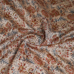 Beige - Kalamkari Hand Block Print Natural Dyed Chanderi Silk Scarf  91