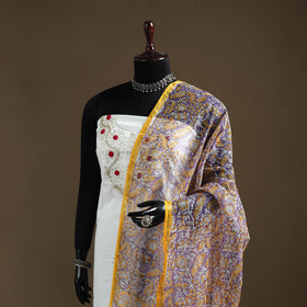 Purple - Sanganeri Hand Block Print Kota Doria Cotton Dupatta 03