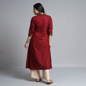 Maroon - Dharwad Cotton A-Line Kurta