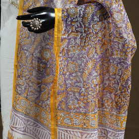 Purple - Sanganeri Hand Block Print Kota Doria Cotton Dupatta 03
