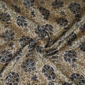 Beige - Kalamkari Hand Block Print Natural Dyed Chanderi Silk Scarf  90