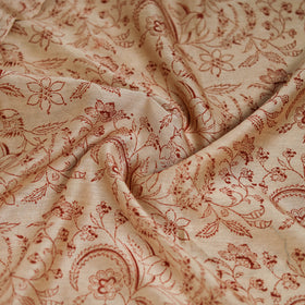 Beige - Kalamkari Hand Block Print Natural Dyed Chanderi Silk Scarf  89