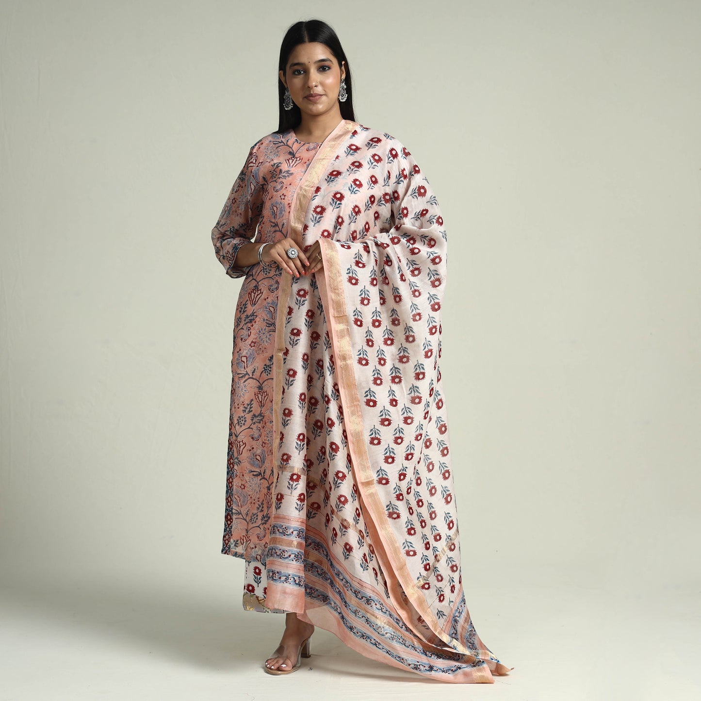  Sanganeri Kurta with Palazzo & Dupatta Set
