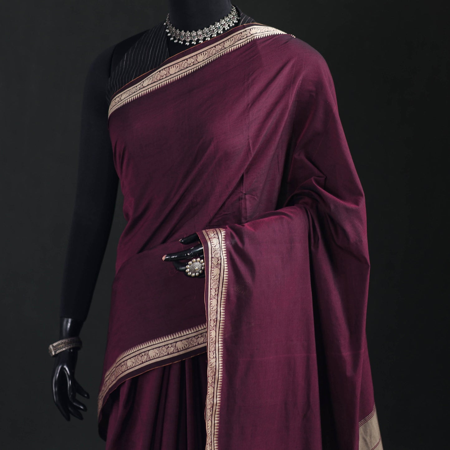 Dharwad Woven Mercerised Cotton Saree with Border 08