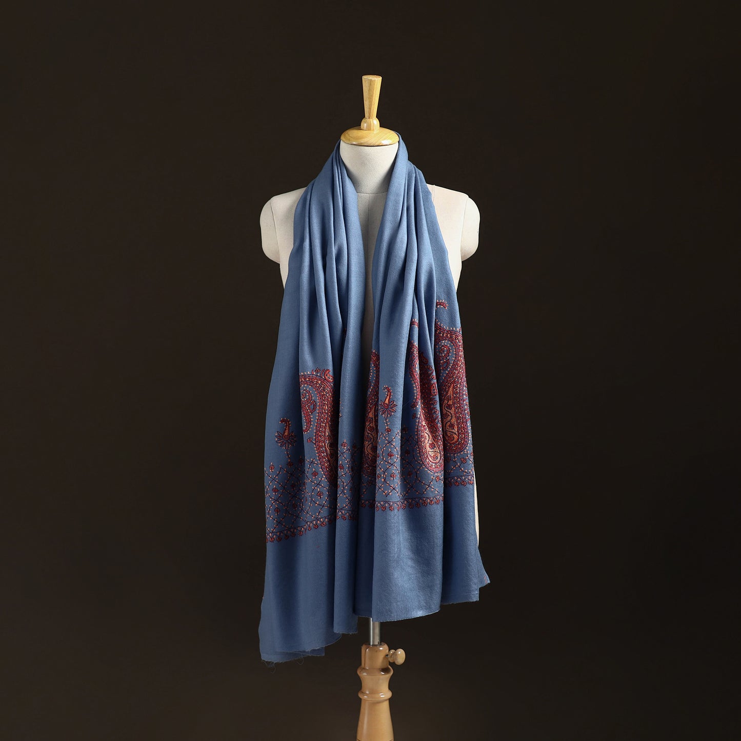 Kashmiri Sozni Hand Embroidered Pure Handwoven Merino Wool Shawl 15