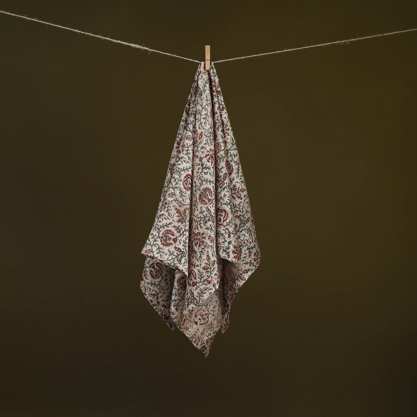 Beige - Kalamkari Hand Block Print Natural Dyed Chanderi Silk Scarf  88
