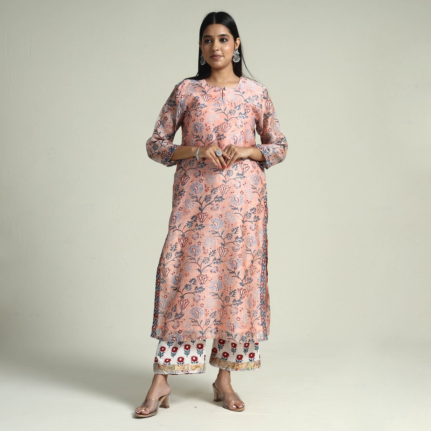  Sanganeri Kurta with Palazzo & Dupatta Set
