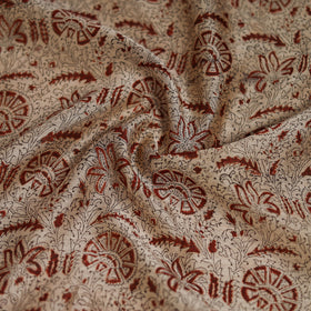 Beige - Kalamkari Hand Block Print Natural Dyed Chanderi Silk Scarf  87
