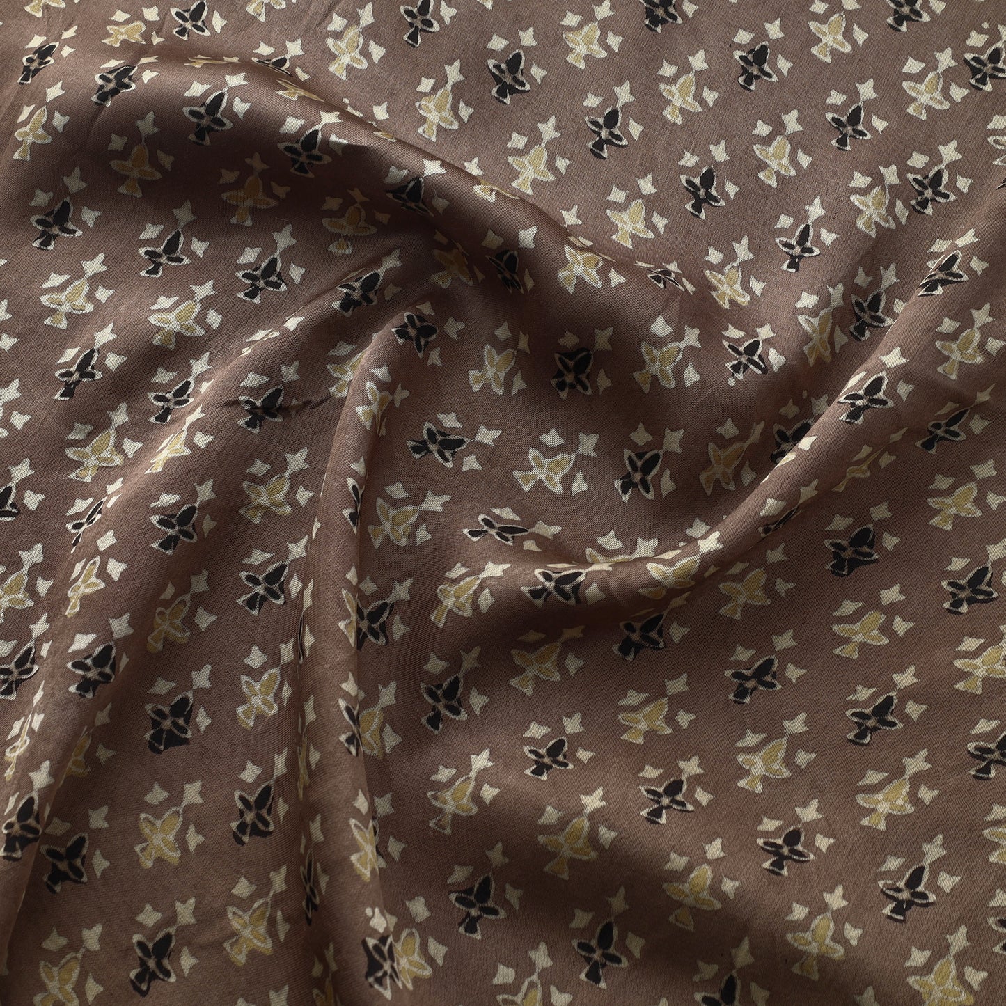 Brown - Modal Silk Ajrakh Print Fabric 24