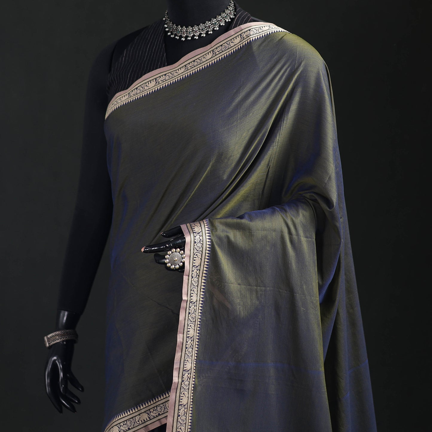 Dharwad Woven Mercerised Cotton Saree with Border 09