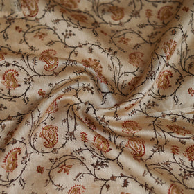 Beige - Kalamkari Hand Block Print Natural Dyed Chanderi Silk Scarf  86