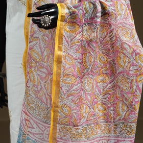 Pink - Sanganeri Hand Block Print Kota Doria Cotton Dupatta 06