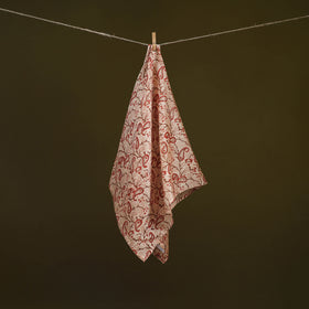 Beige - Kalamkari Hand Block Print Natural Dyed Chanderi Silk Scarf  84