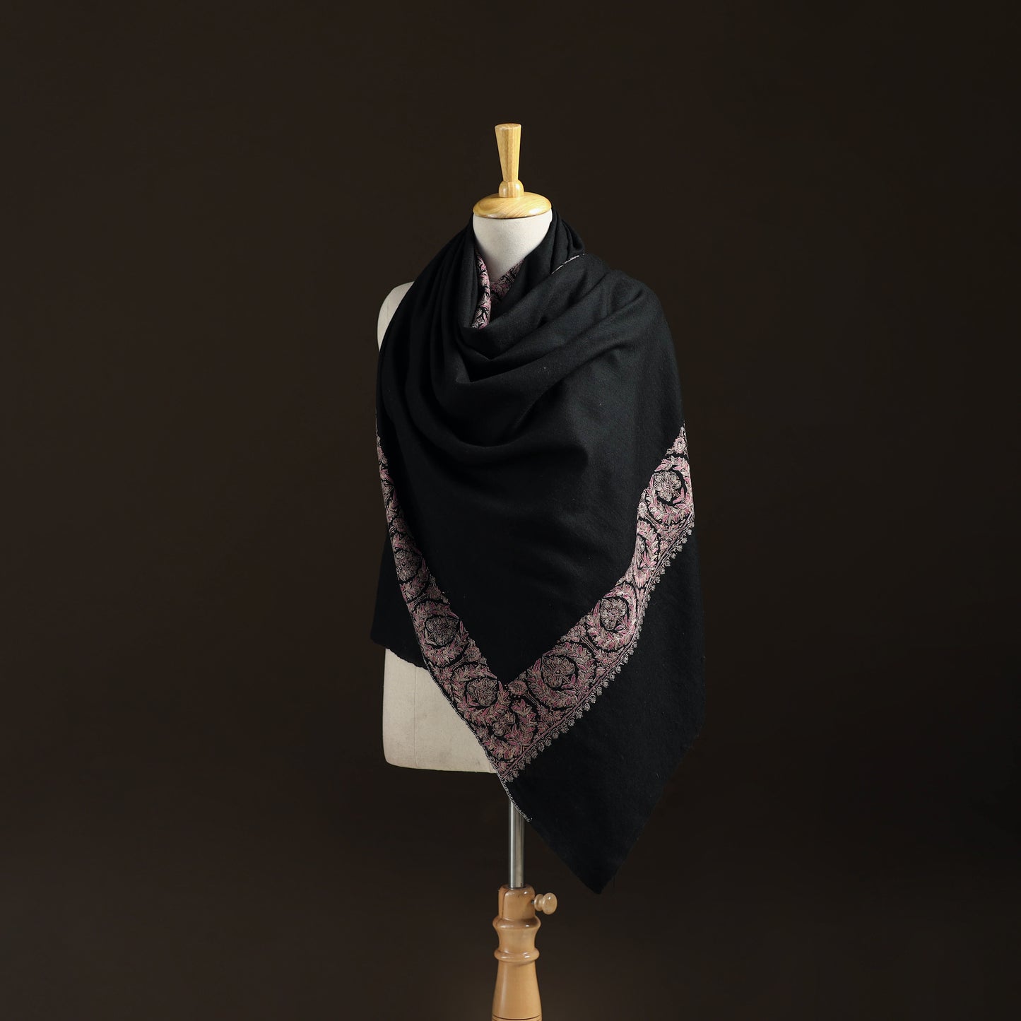 Kashmiri Sozni Heavy Hand Embroidered Pure Handwoven Merino Wool Shawl 17
