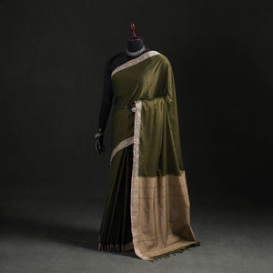 Green - Dharwad Woven Mercerised Cotton Saree with Border 10