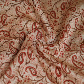 Beige - Kalamkari Hand Block Print Natural Dyed Chanderi Silk Scarf  84